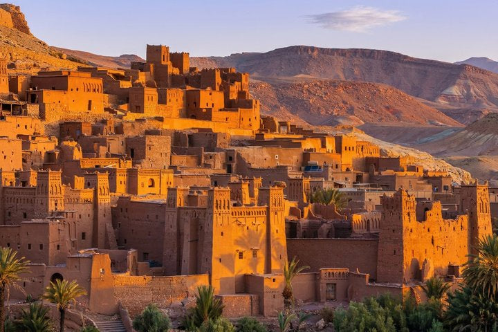 Aït Ben Haddou ksar at golden hour, on the road to Ouarzazate